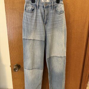 Hollister Curvy Ultra High Rise Dad Jeans Light Wash Denim Stretch Womens 1R